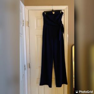 Francesca’s Navy Blue Strapless Jumpsuit